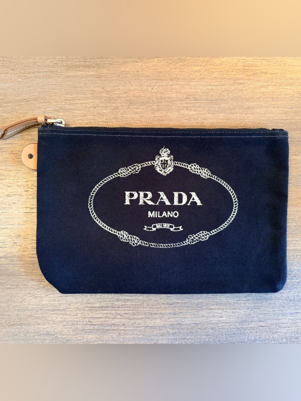 Authentic Black Prada Milano Canvas Zip Pouch/Clutch/ Cosmetic Bag